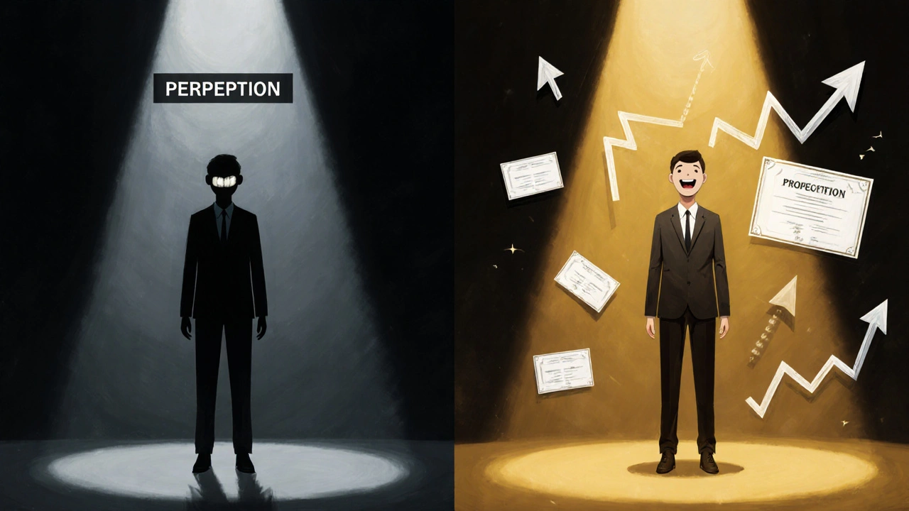 Dvě cesty: jedna s viditelnou mezerou mezi zuby, druhá s uzavřeným úsměvem a úspěchem.