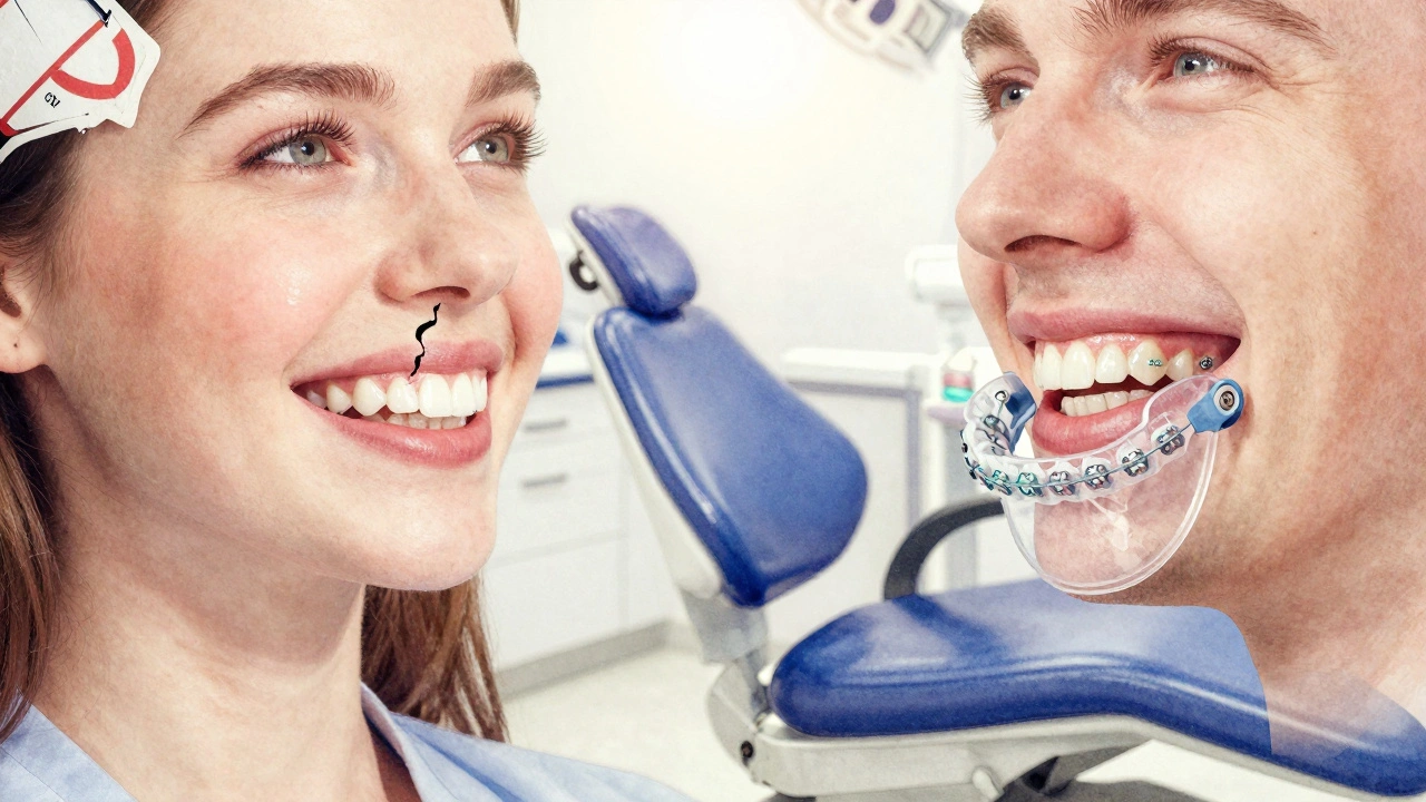 Dvě cesty k dokonalému úsměvu: fazety vs. ortodontie a noční štít.