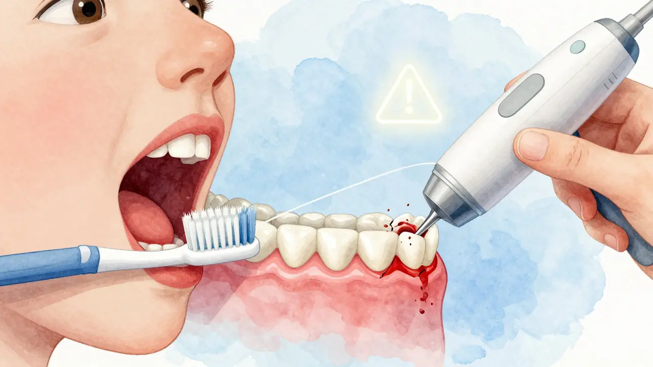 Porovnání jemného čištění kartáčkem a škodlivého účinku ultrazvuku na zubní email.