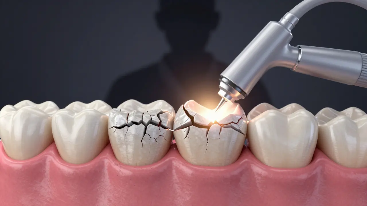 Profesionální čištění zubů ultrazvukem, které odstraňuje kámen a podporuje zdraví dásní