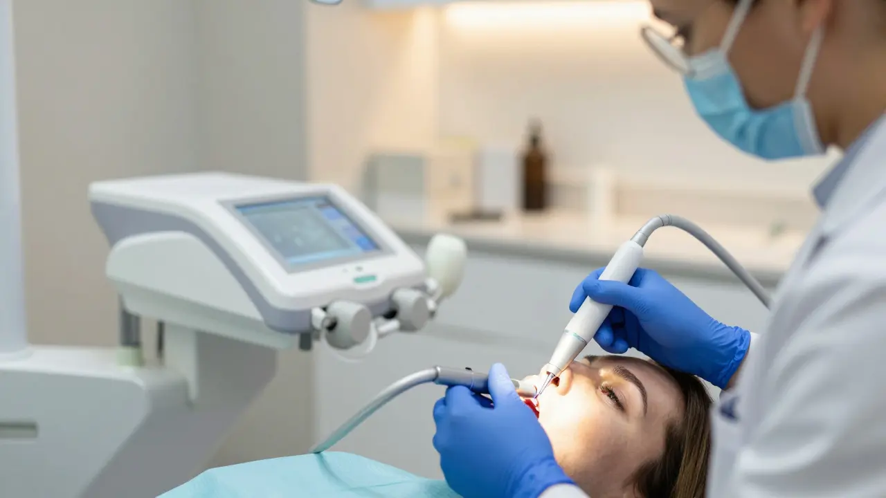 Moderní stomatologická ordinace s digitálním plánováním implantace.