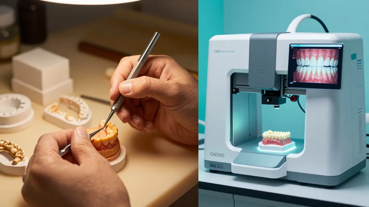 Porovnání tradiční ruční výroby a moderní digitální technologie v laboratoři