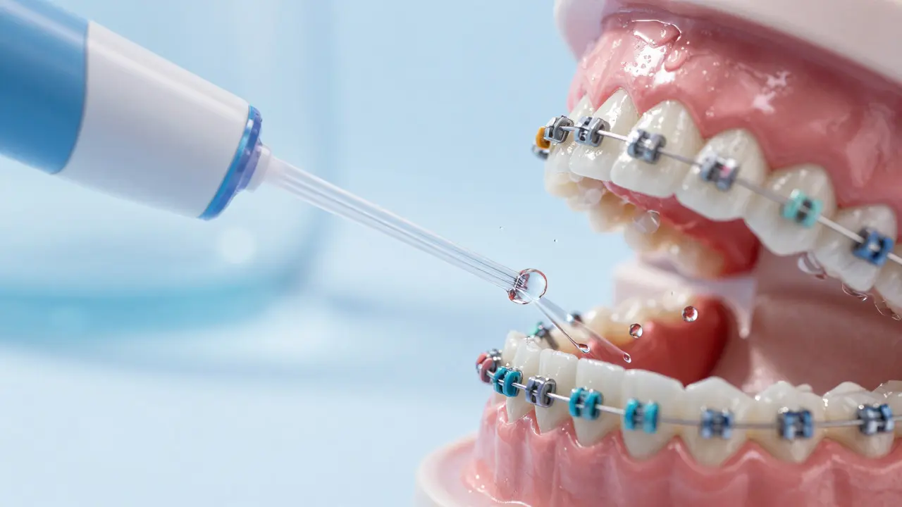 Čištění rovnátek vodní pistoli pro hygienu